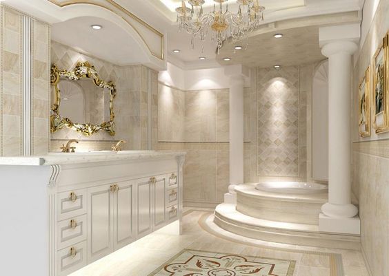 Thiết kế nội thất phòng tắm căn hộ tân cổ điển